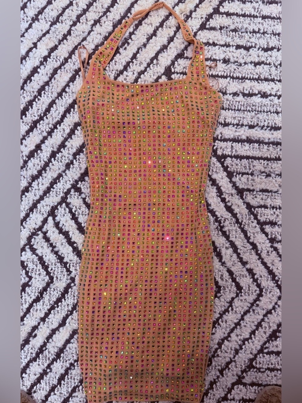 Fashion Nova Night Of Glamour Embellished Mesh Mini Dress